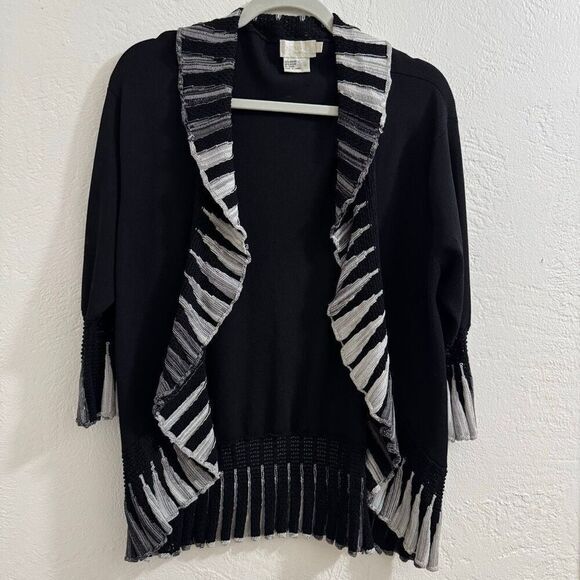 Adore Sweaters - Vintage Adore Black & White Waterfall Cardigan L